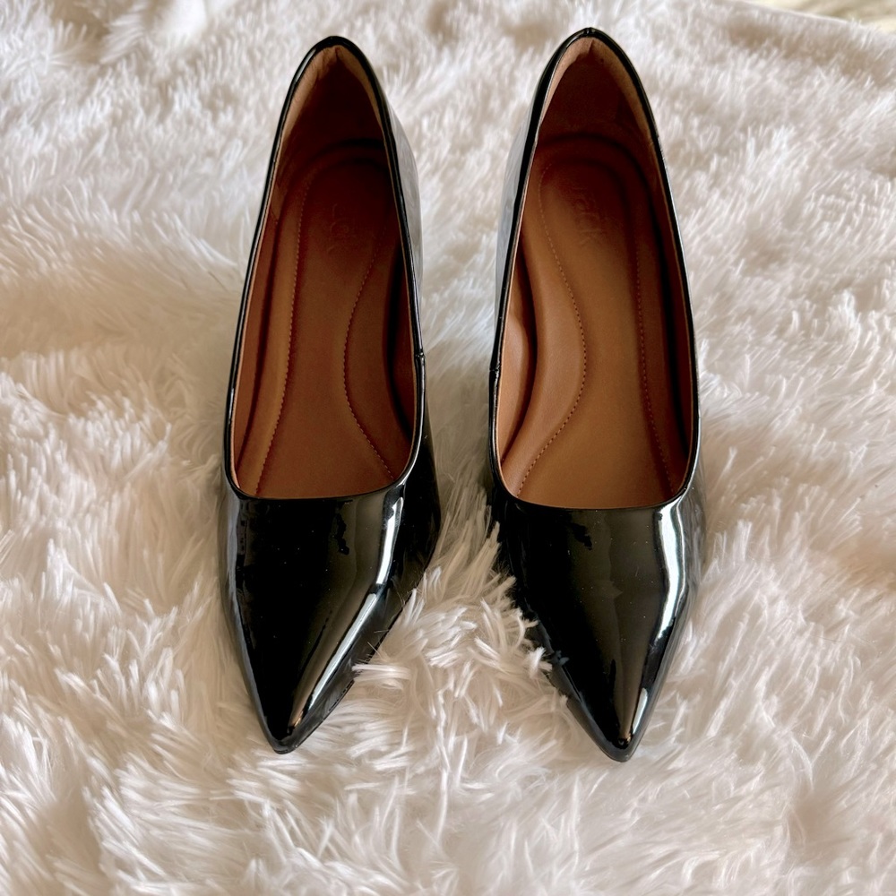Glossy black heels